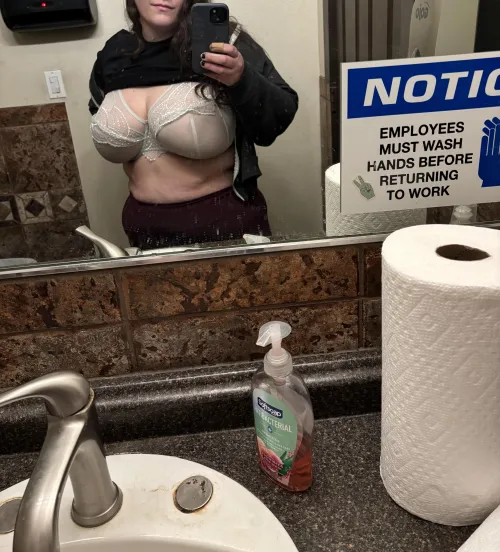 Taking photos in the bathroom at work