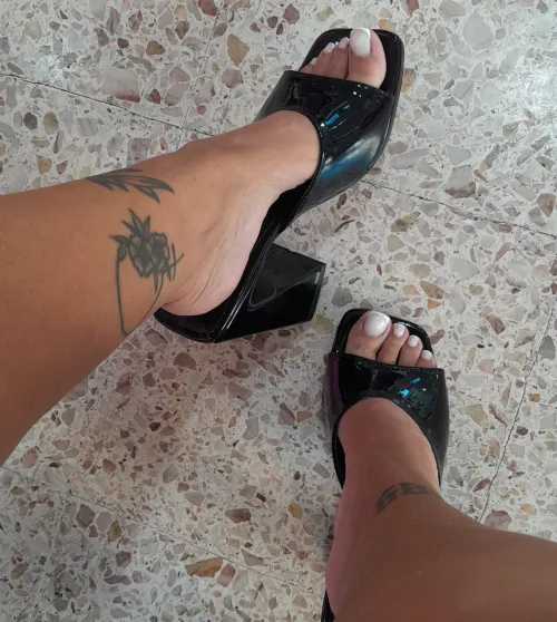 White fresh pedi with new shoes