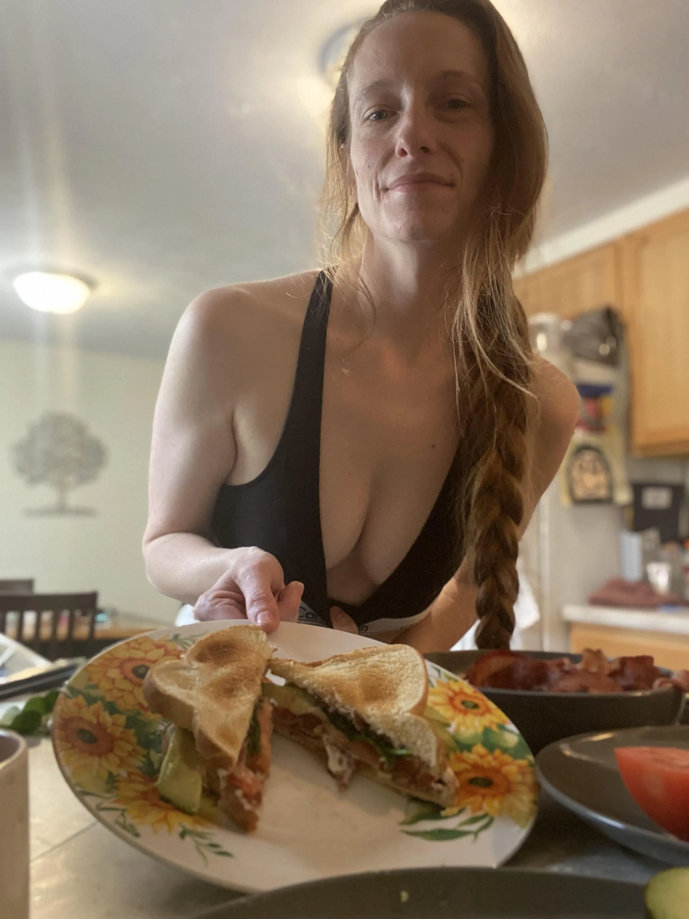 Hold my braid while I serve you your sandwhich