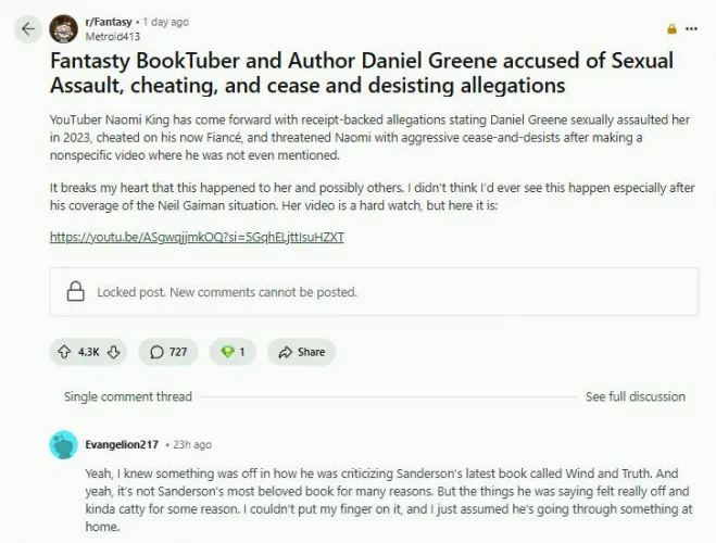 i knew he was an abuser from the moment he criticized my lord Sanderson