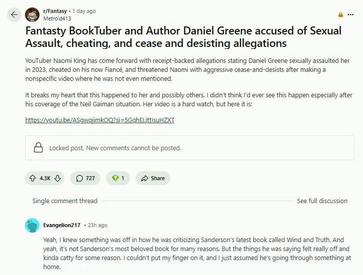 i knew he was an abuser from the moment he criticized my lord Sanderson