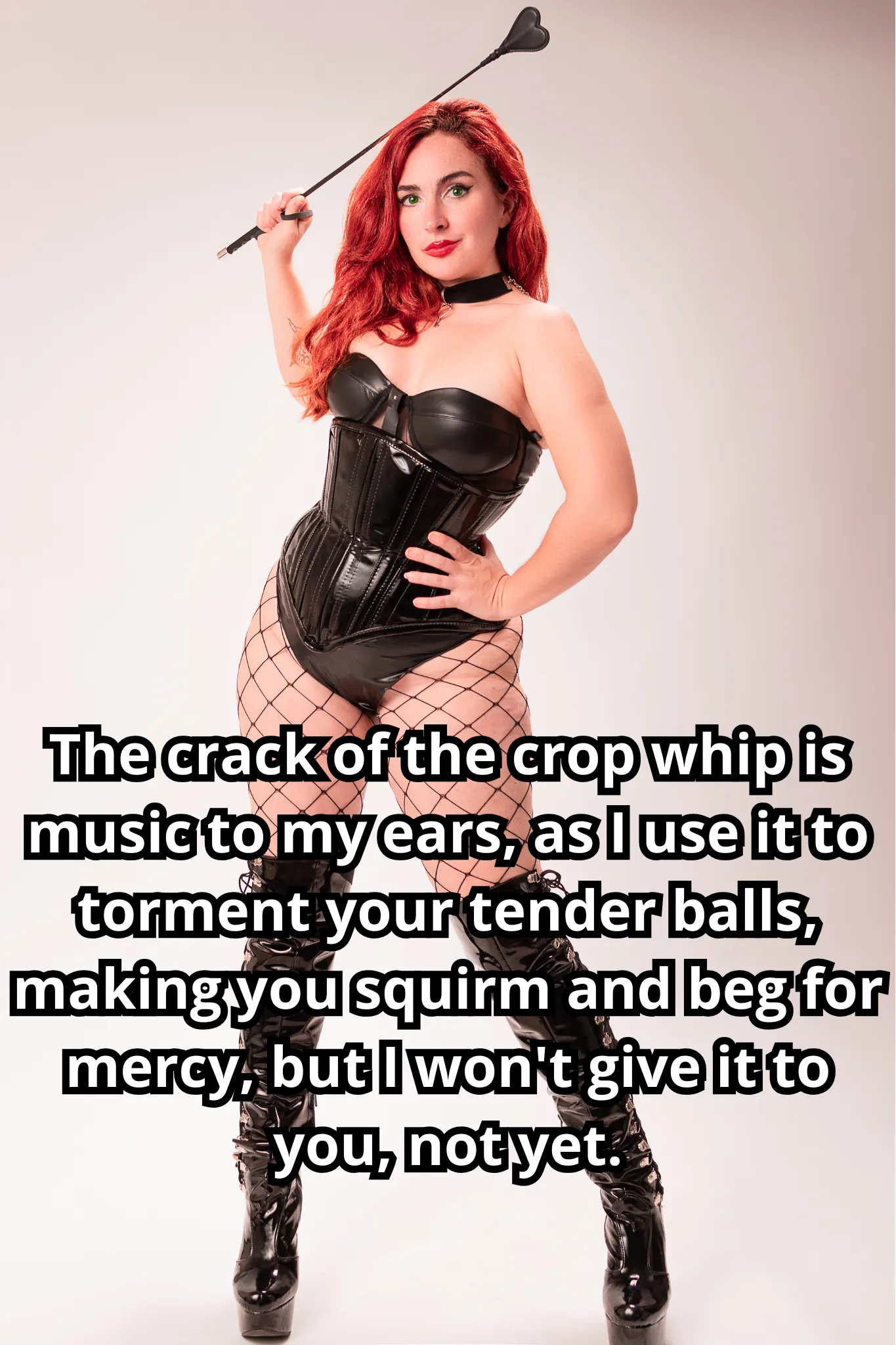 I love the way you tremble with anticipation, as I raise the crop whip, preparing to strike, and you know that you're in for a world of pain and pleasure.
 [No Imagefap]