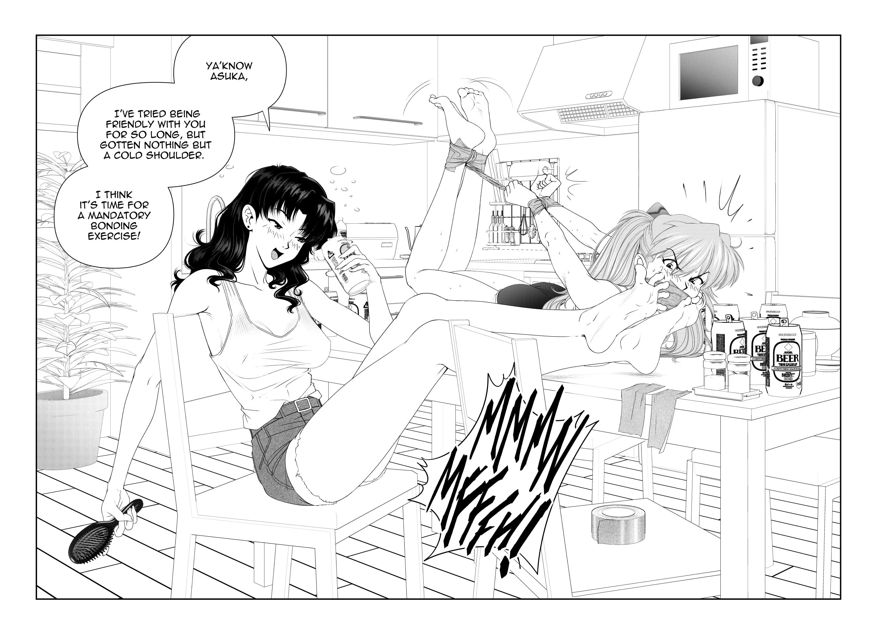 Misato and Asuka bonding time (kusujinn) [Evangelion]