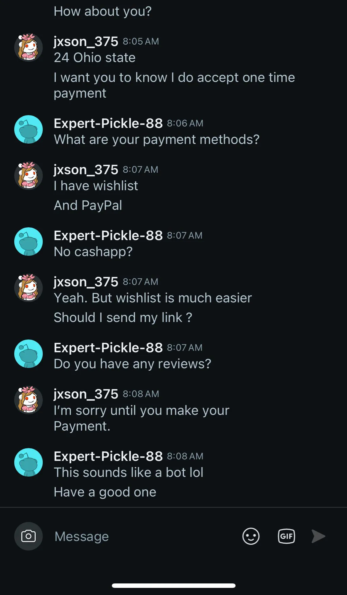 Pretty sure this is a bot u/jxson_375