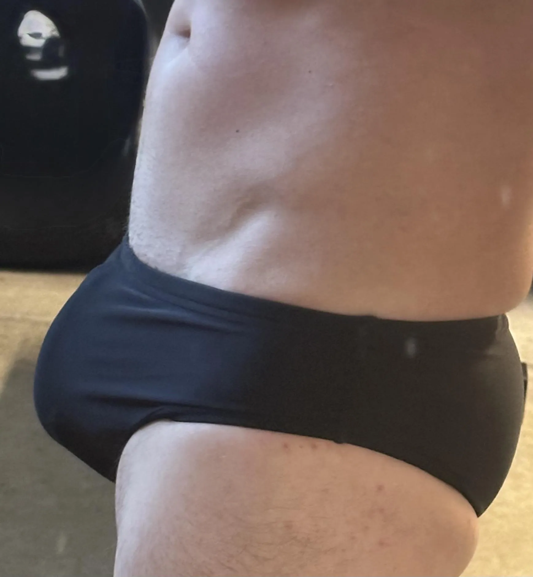 Showing off my black Speedo!