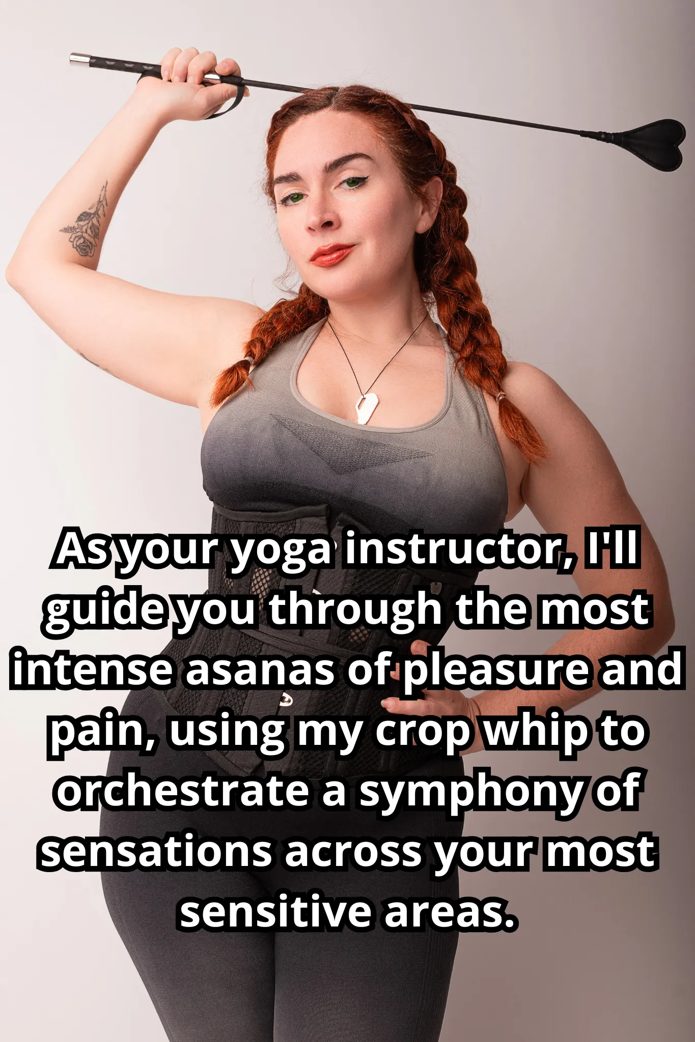 The same focus and breath control I teach in class will be essential when I have you restrained, administering precise strikes with my crop whip to your eager cock and balls. [No Imagefap]