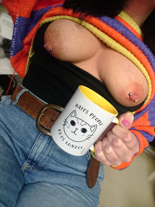 Time for a drink and flash during a meeting, cam off