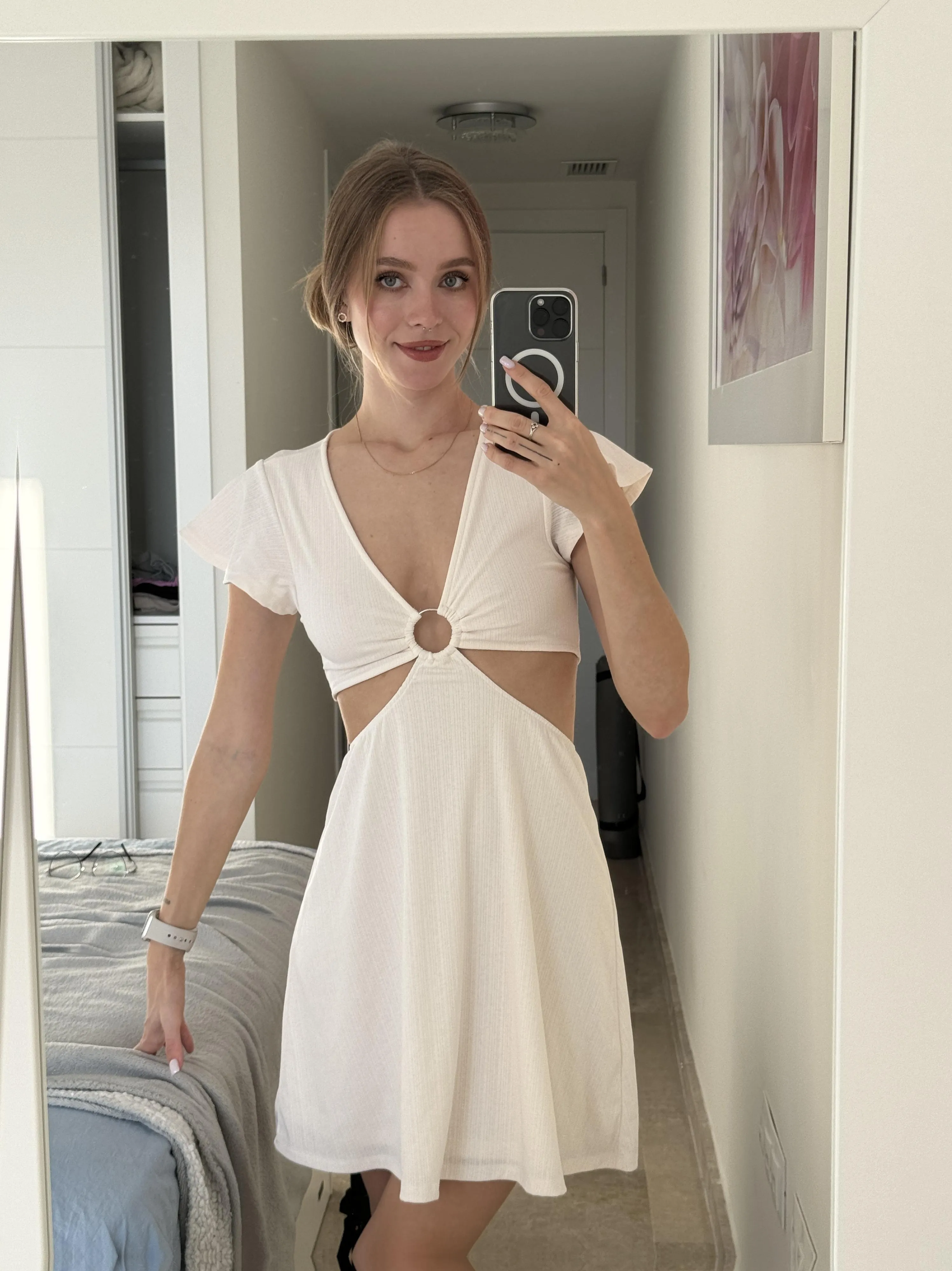 a shy lady with a beautiful body