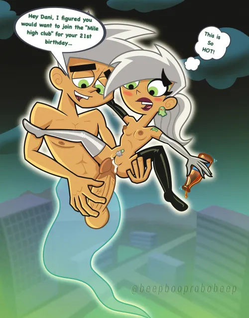 (beepbooprobobeep) Surprised Dani is about to receive her 21st birthday gift ... [Danny Phantom] all characters depicted in this artwork are 18+ .
