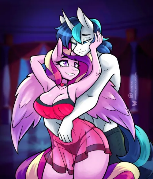 Cadance and Shinning Armor on their valentine's day honeymoon (ambris.bsky.social)