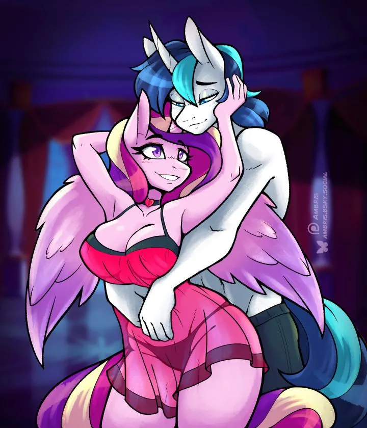 Cadance and Shinning Armor on their valentine's day honeymoon (ambris.bsky.social)