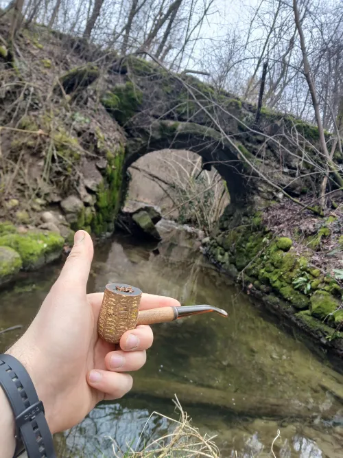 Consolatory bowl at a Medieval bridge after a very unsuccessful metal detector session