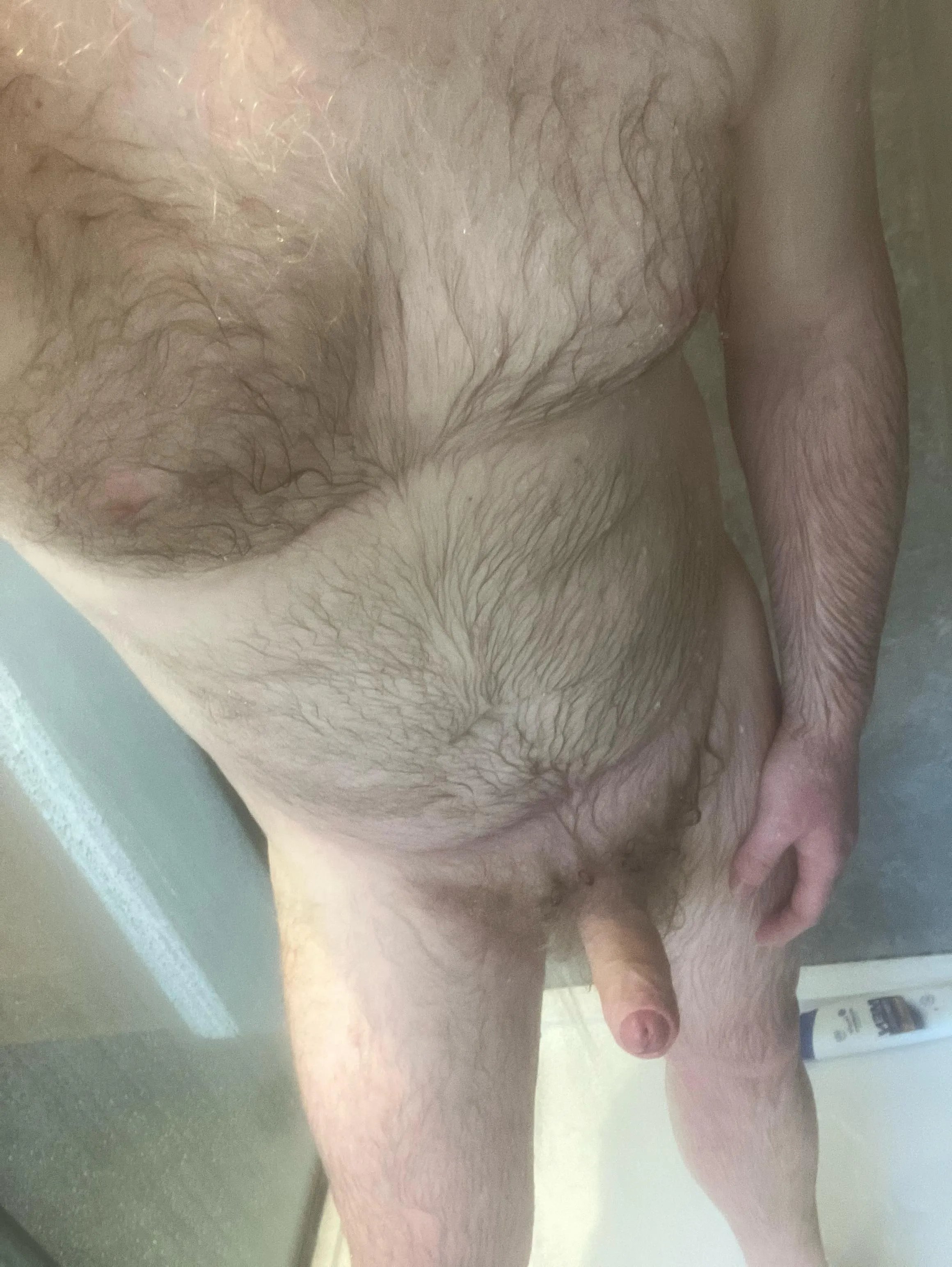 Dad bod in a shower