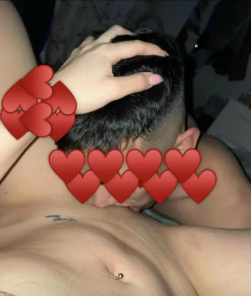 Do you see all this semen on my belly? My boyfriend left it on me and you have to lick it up.