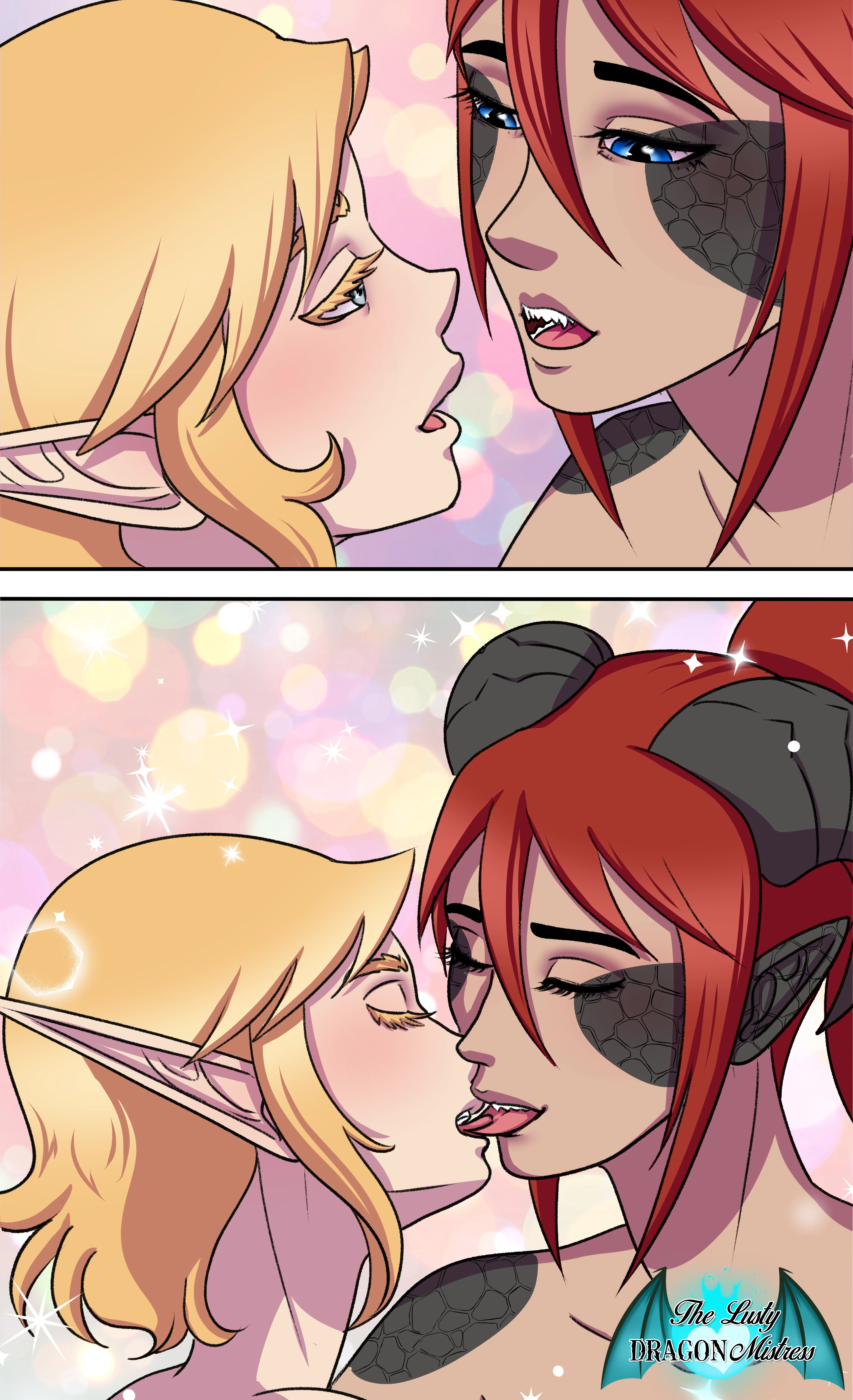 Dragon Girl Aurea and elf girl Flora kiss (The Lusty Dragon Mistress #2)
