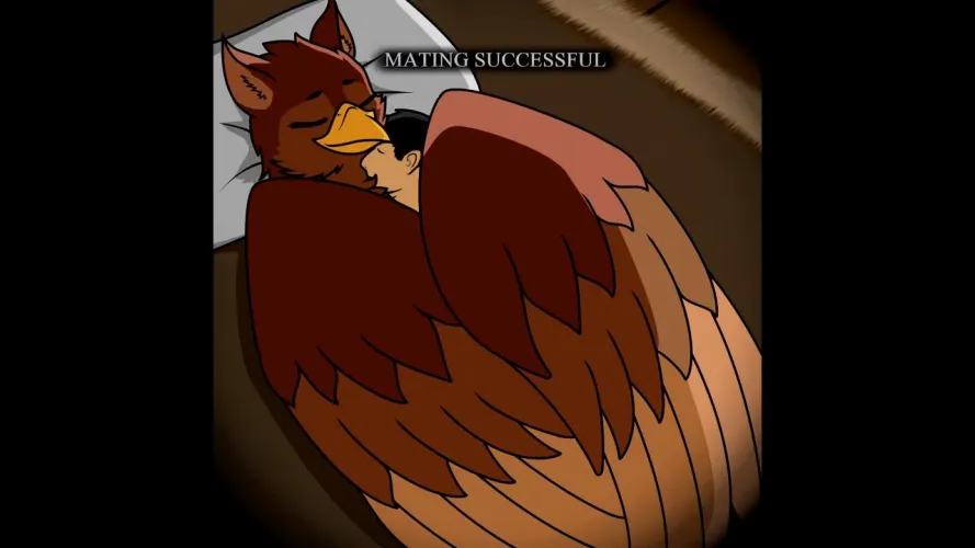 Happy avian mating (animated at source, by wrattales2022) [MF]