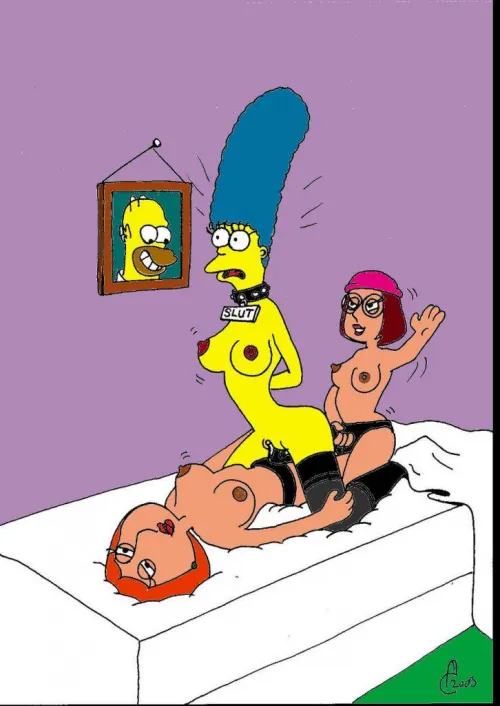 Marge trapped by Lois and Meg