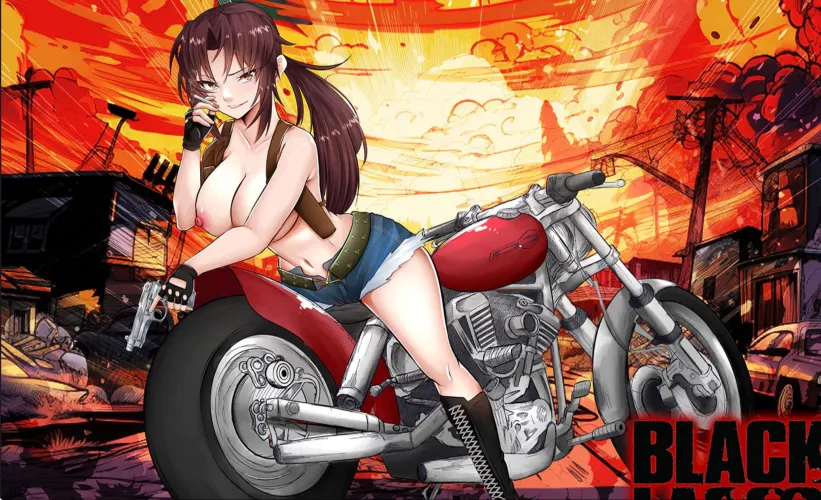 Revy on motorcycle