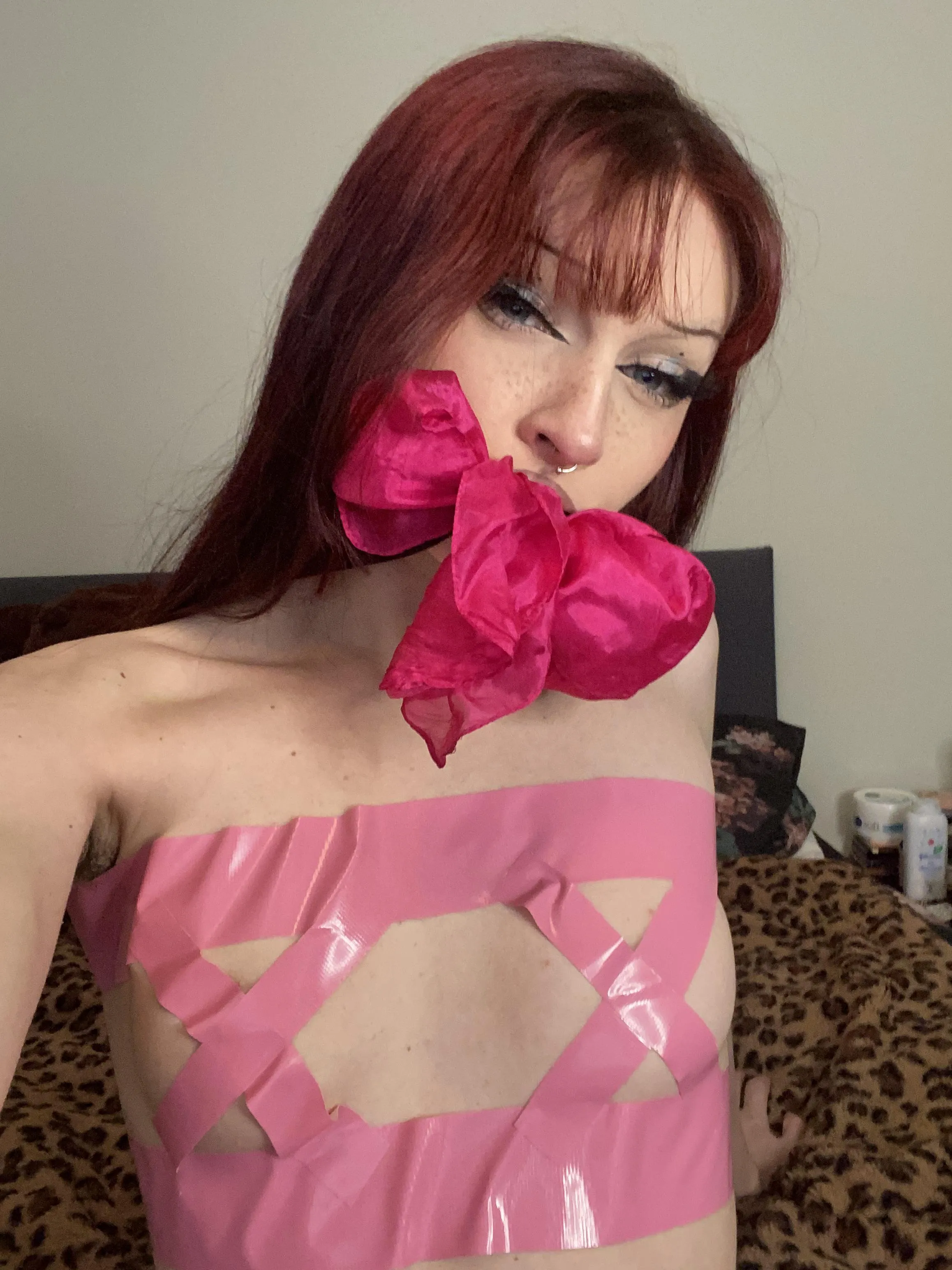 Stuffed my mouth and tied it shut with a pretty bow 🩷