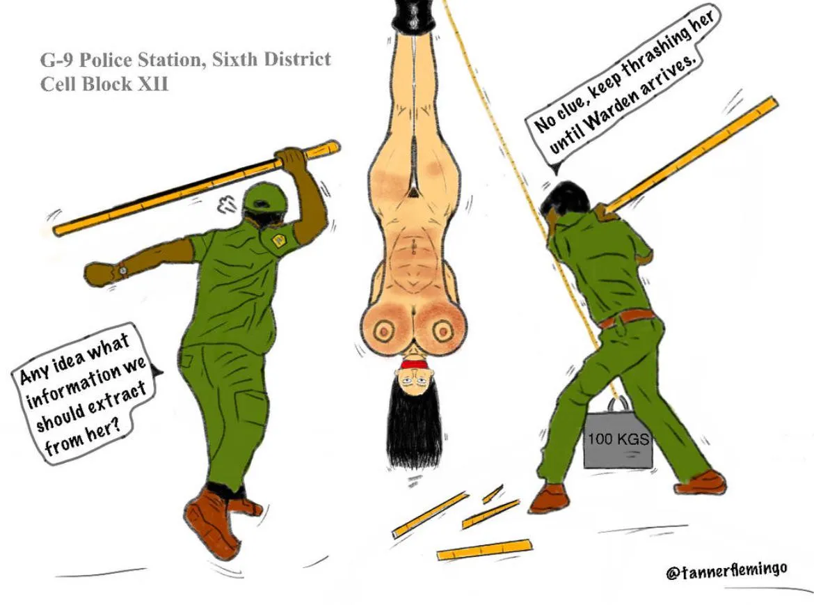 Upside down interrogation by Tannerflamingo