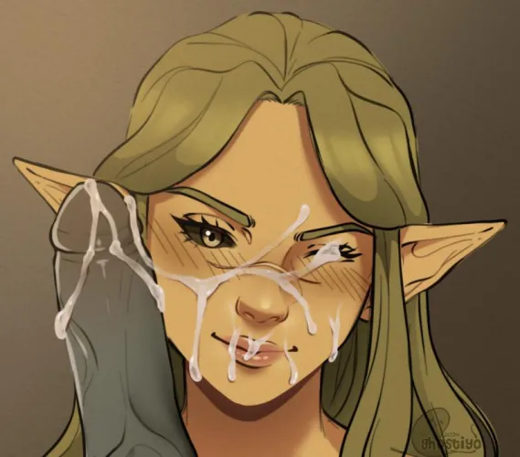Cumming on a pretty elf's face (ghostiyo)