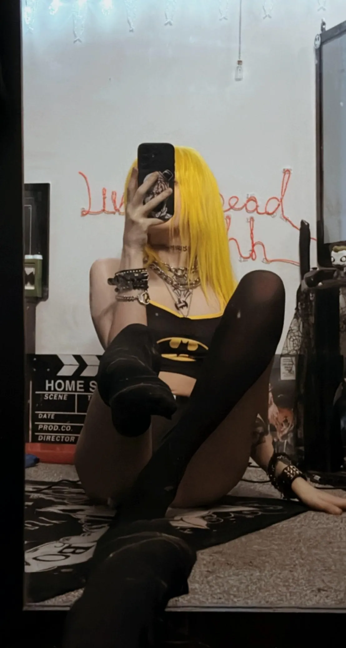 Heels of, nylons on—now behave