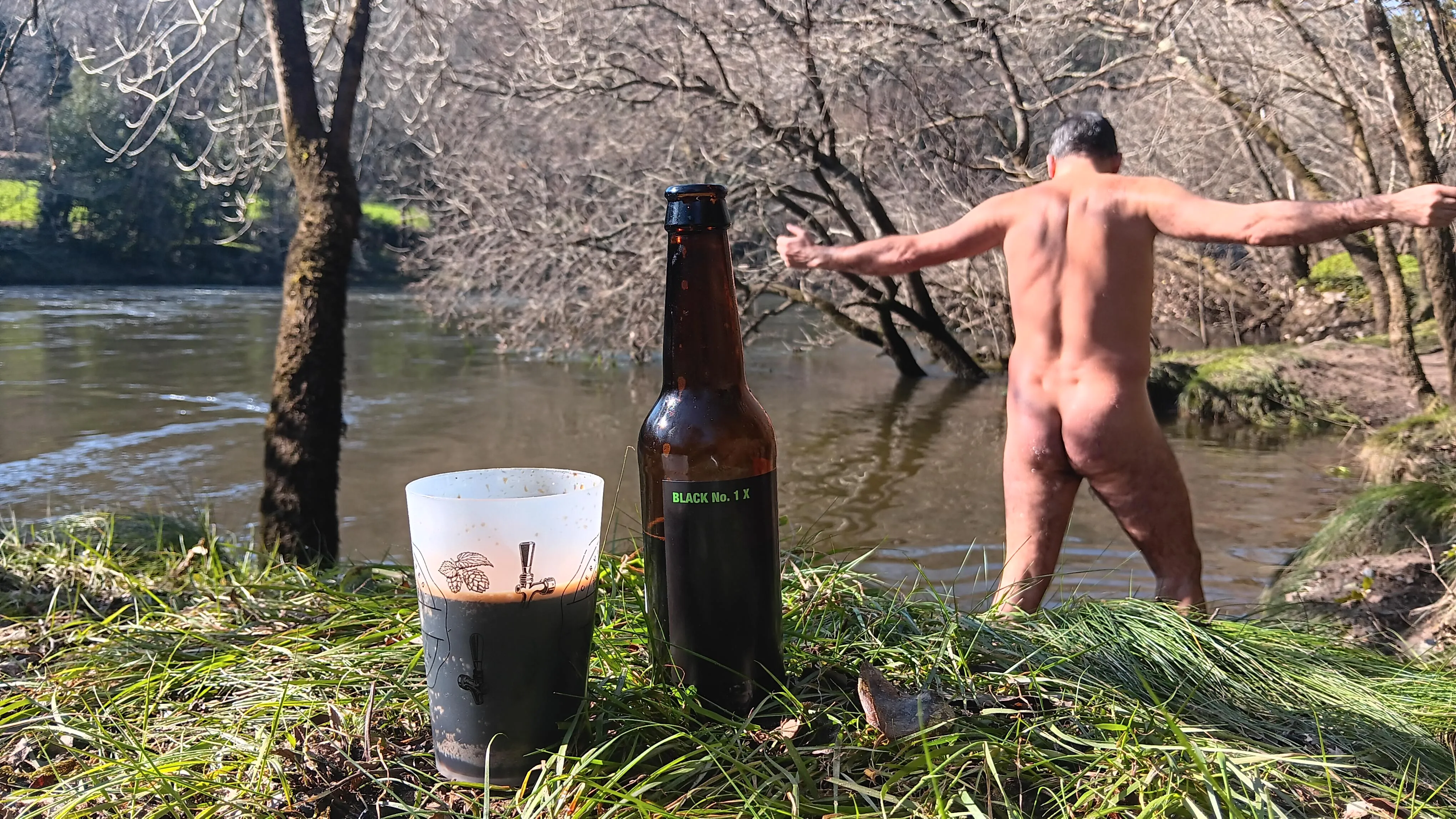 In the river BLACK Stout beer.