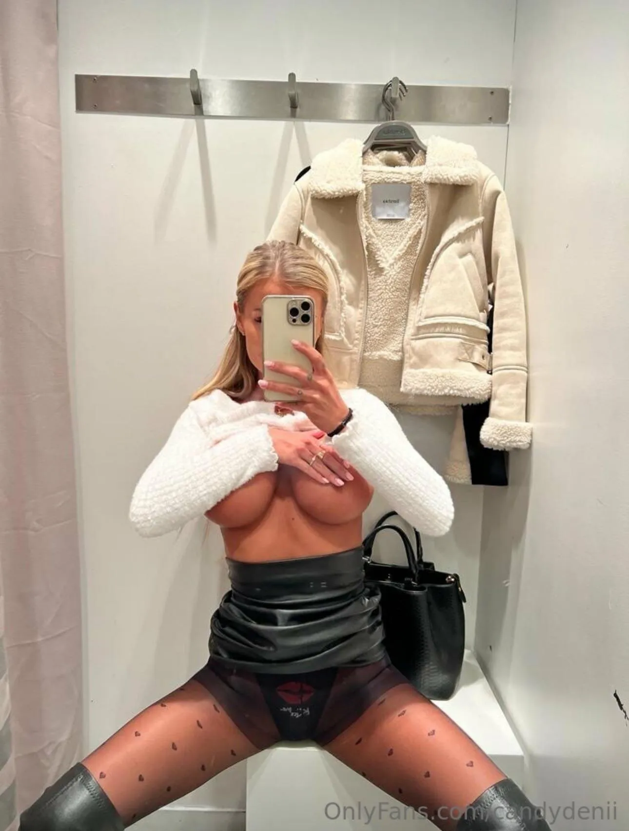 Leather skirt and leather boots