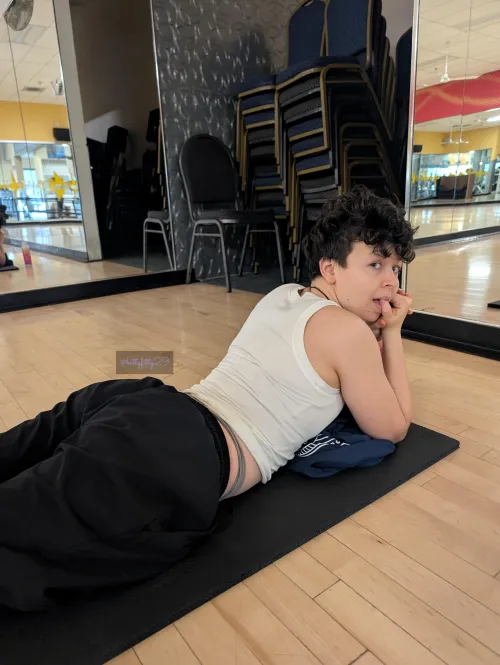 Peak at my panties while I stretch