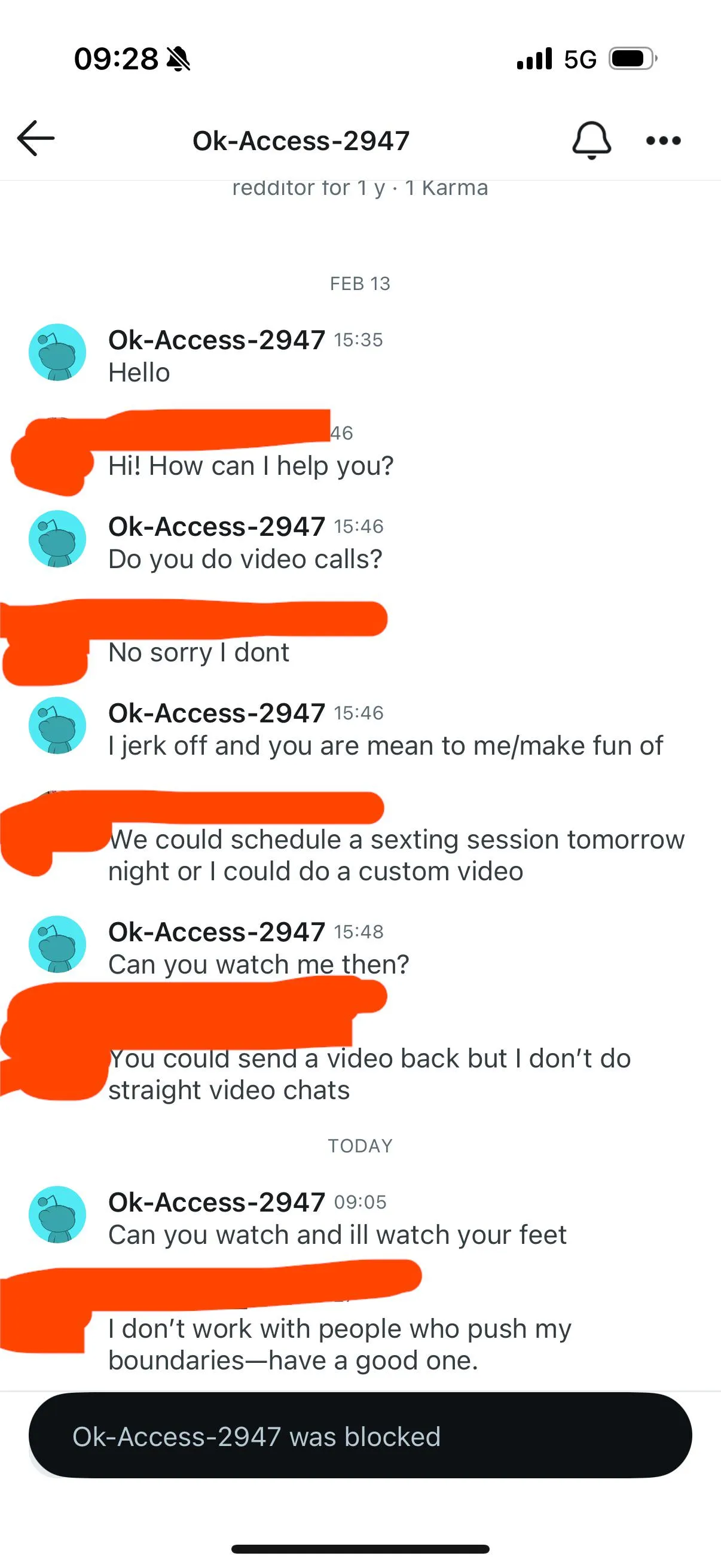 u/Ok-Access-2947 is an asshole that doesn’t respect boundaries.