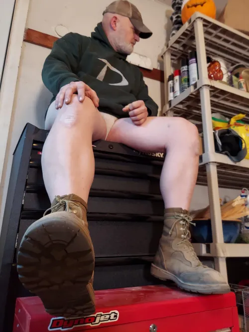 Work boots, work jock.