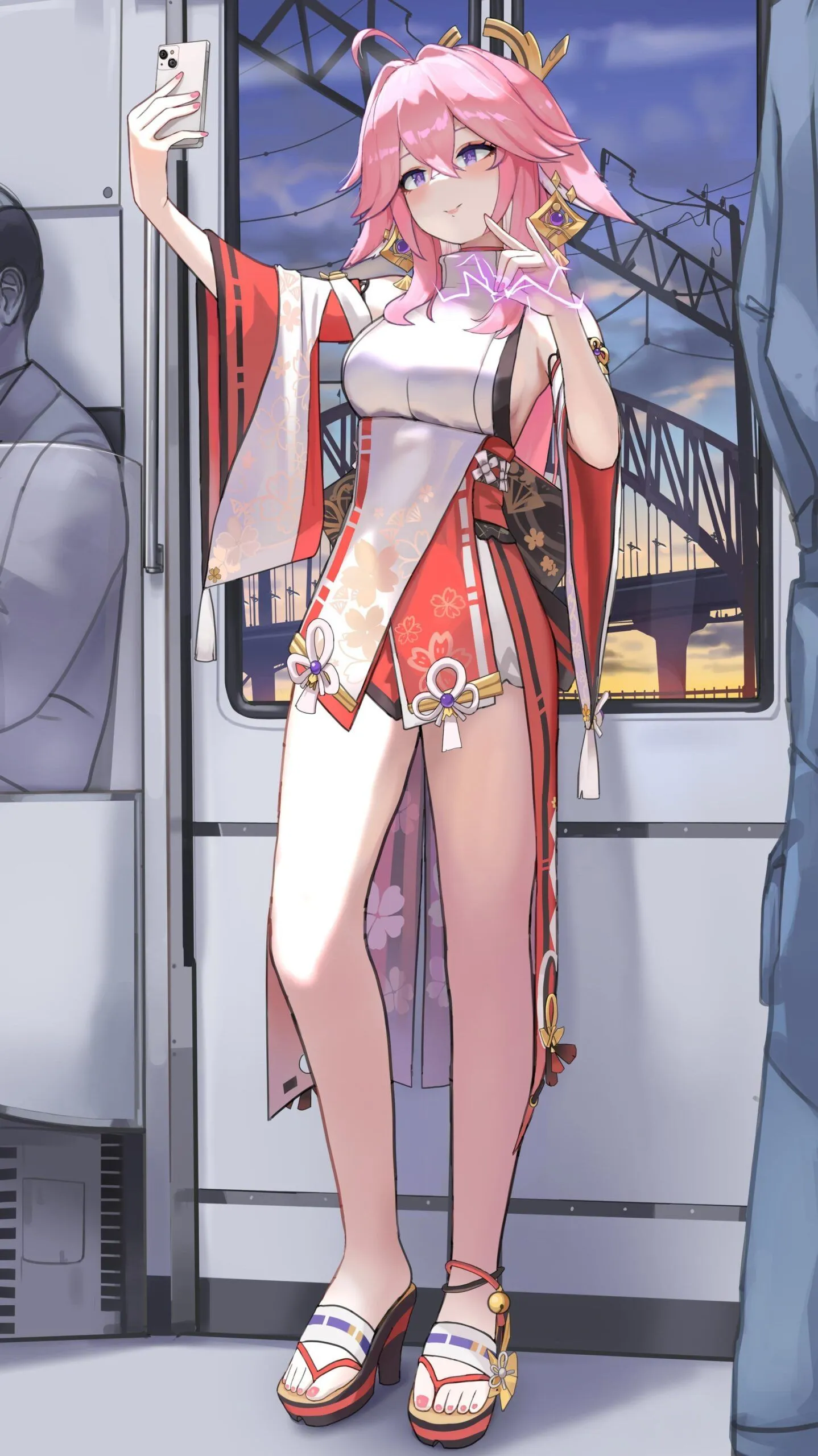 Yae Miko train selfie