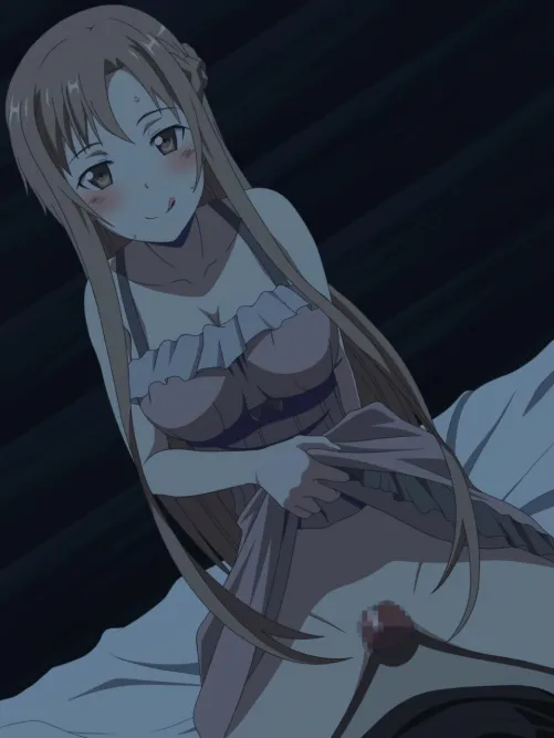 as soon as yui fell asleep, asuna got on top of kirito
