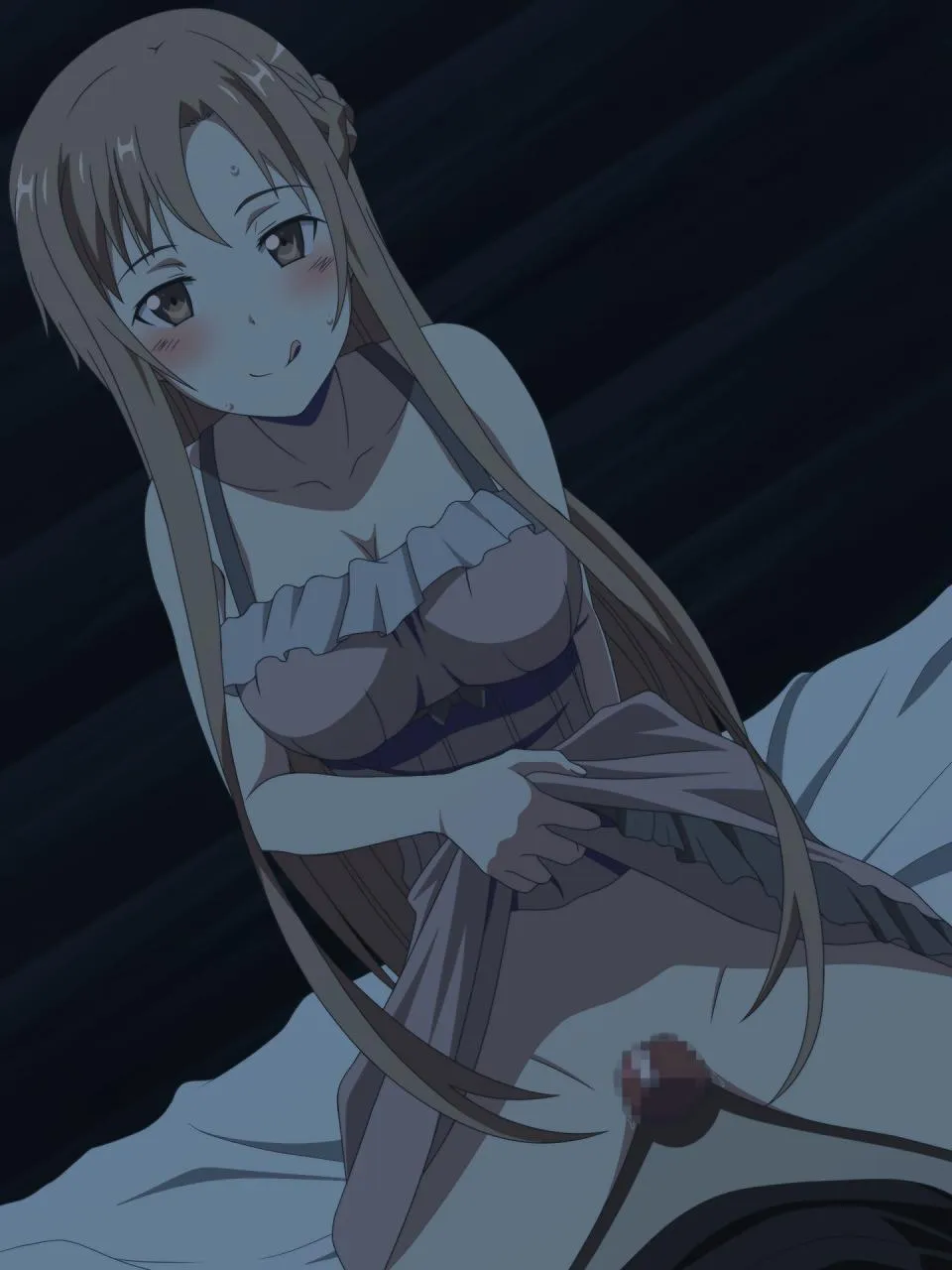 as soon as yui fell asleep, asuna got on top of kirito