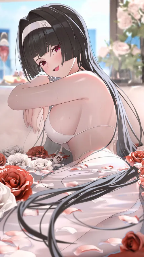 Astra Yao bathing in roses
