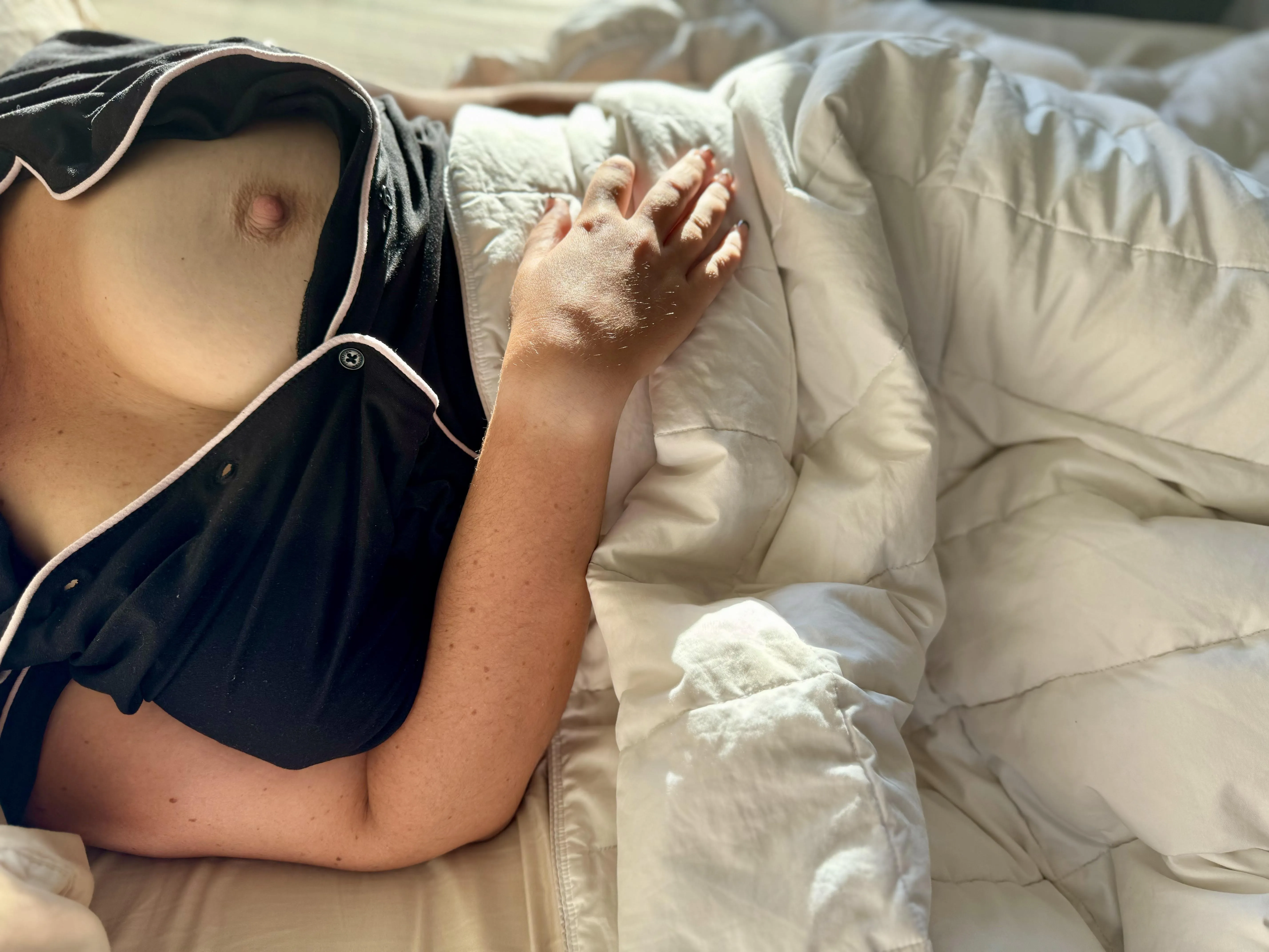 Cuddle up and suck my nipples