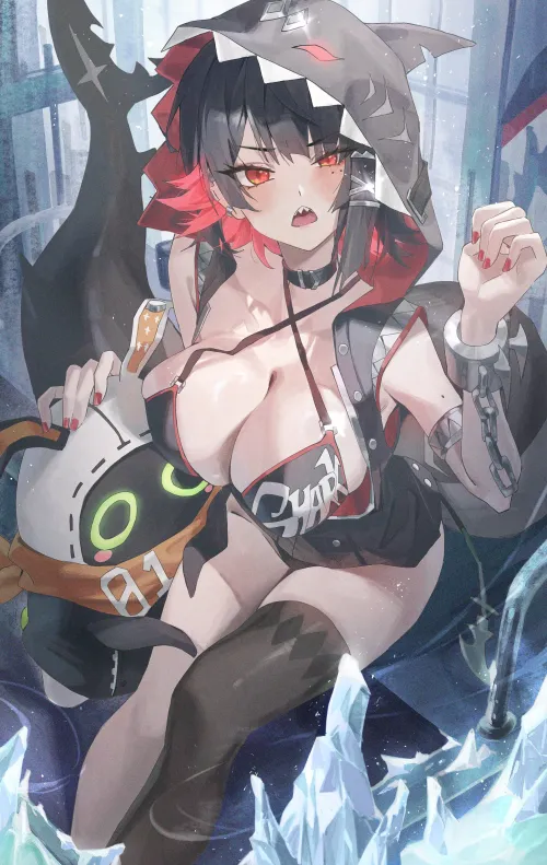 Ellen wearing a cool shark hoodie