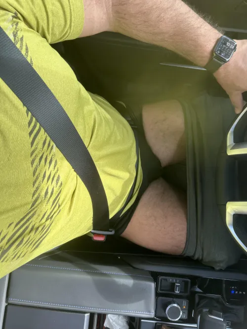 Heading back from the gym hot and sweaty!