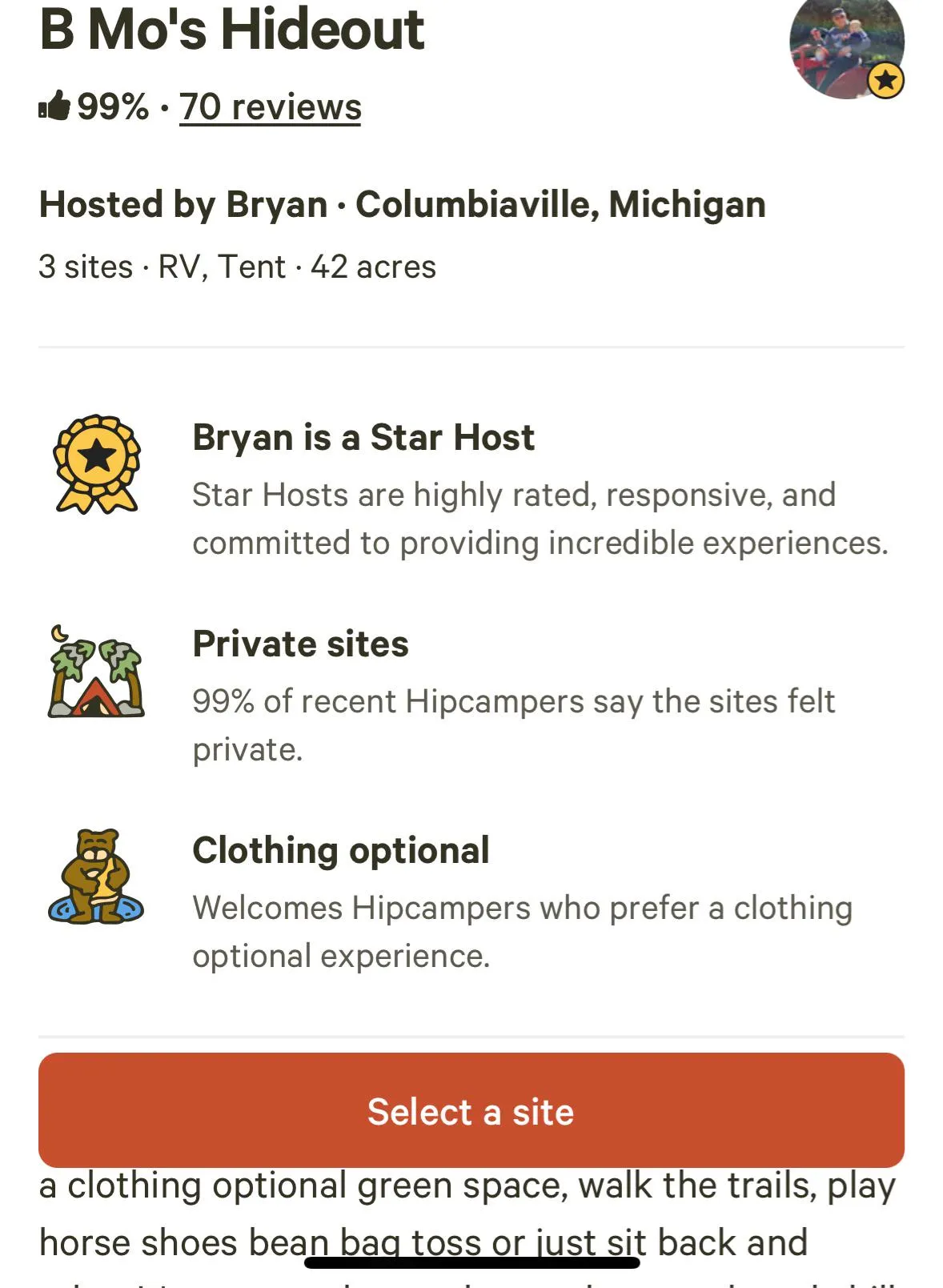 HipCamp and Clothing Optional