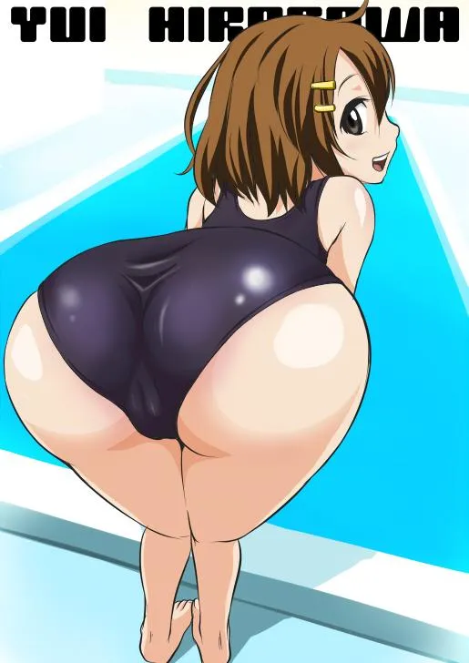 Hirasawa Yui Likes to Flaunt her Thicc Booty in School Swimsuit [K-On] (Taku-tama)