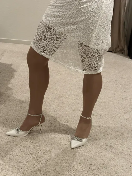 How can I not have an amazing Saturday with a matching white dress and heels. Of course can’t forget tan pantyhose