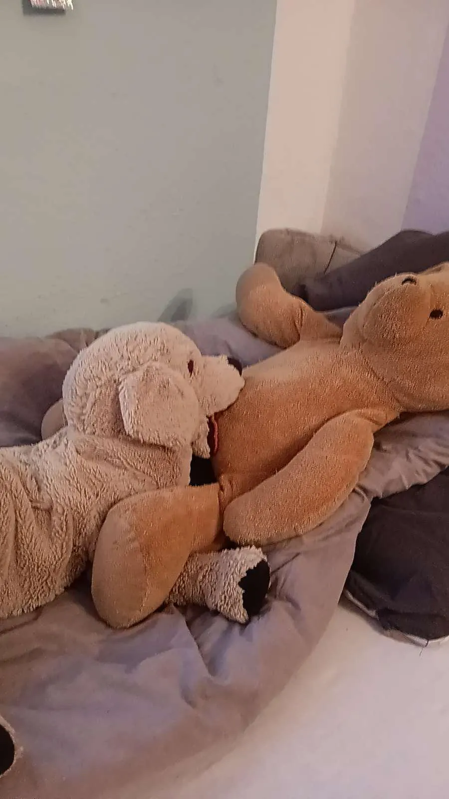 Imagine you have a bear BF and he likes puppy play. That's you two then: