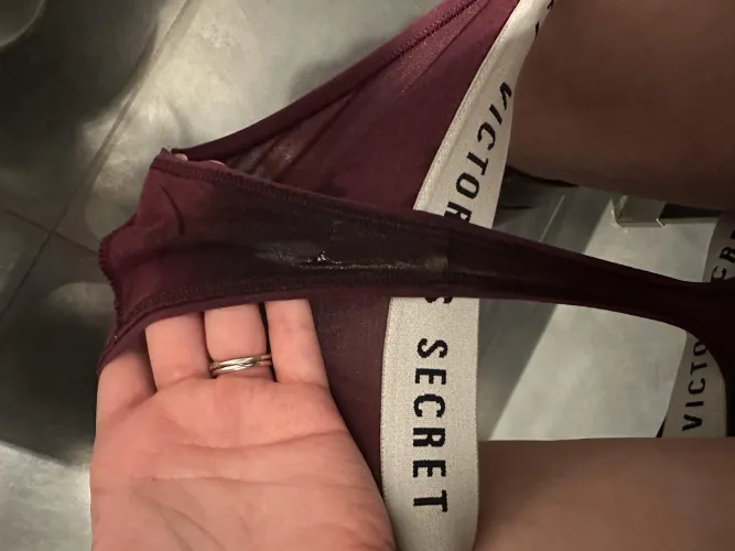 Still denied and edging in a public bathroom with my panties soaked in daddy’s cum