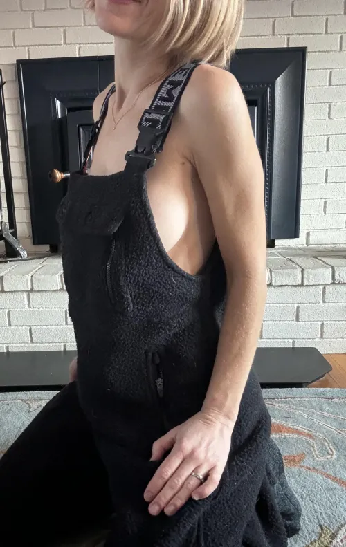 So happy there are fleece overalls to keep me cozy