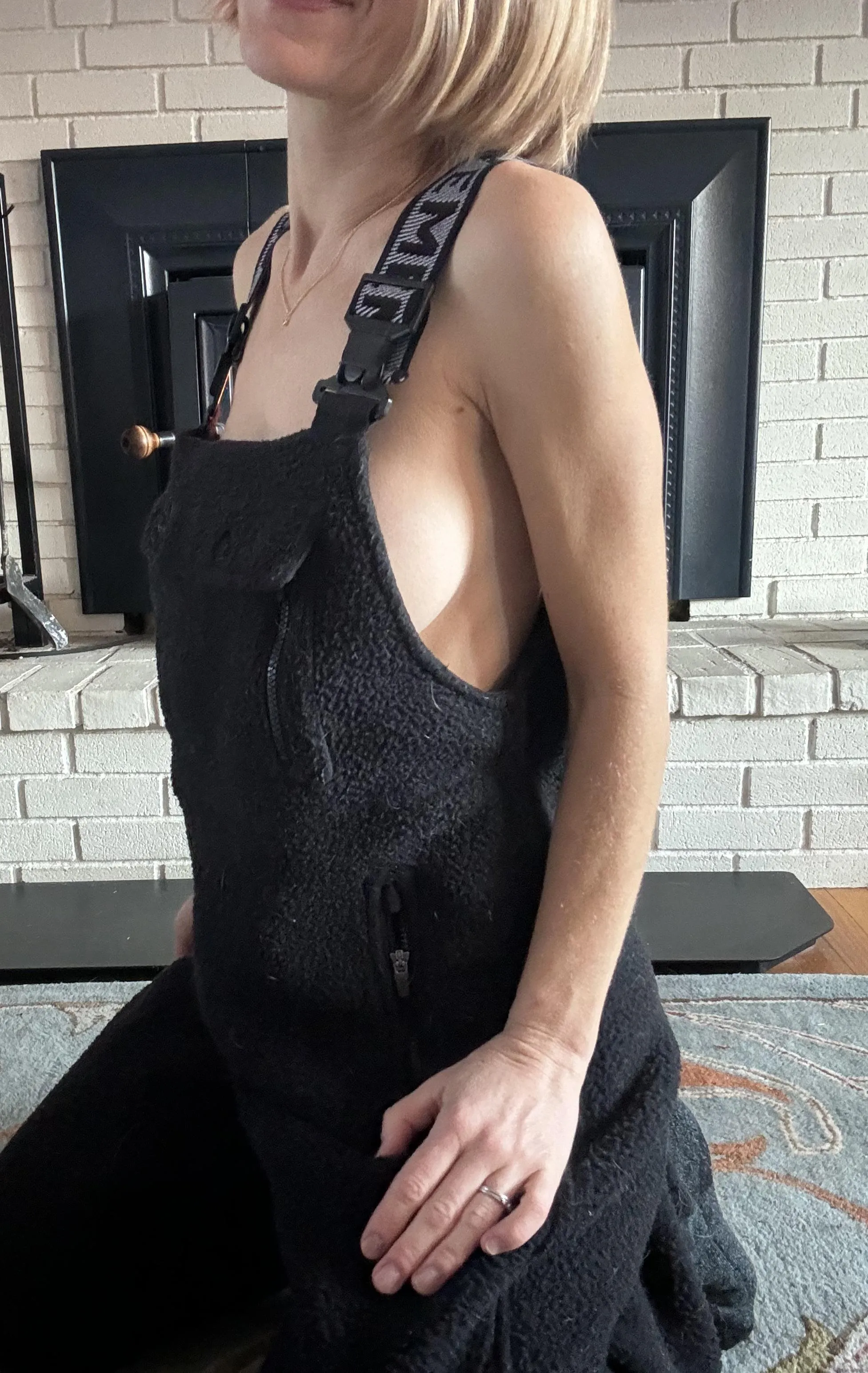 So happy there are fleece overalls to keep me cozy