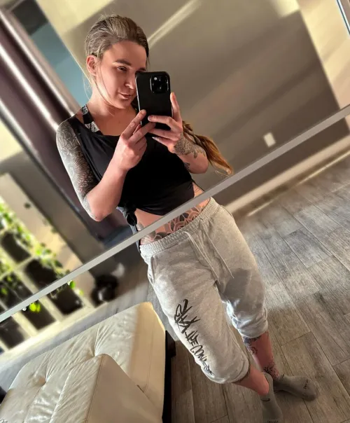 Sweats are what you're most likely to find me at home in.