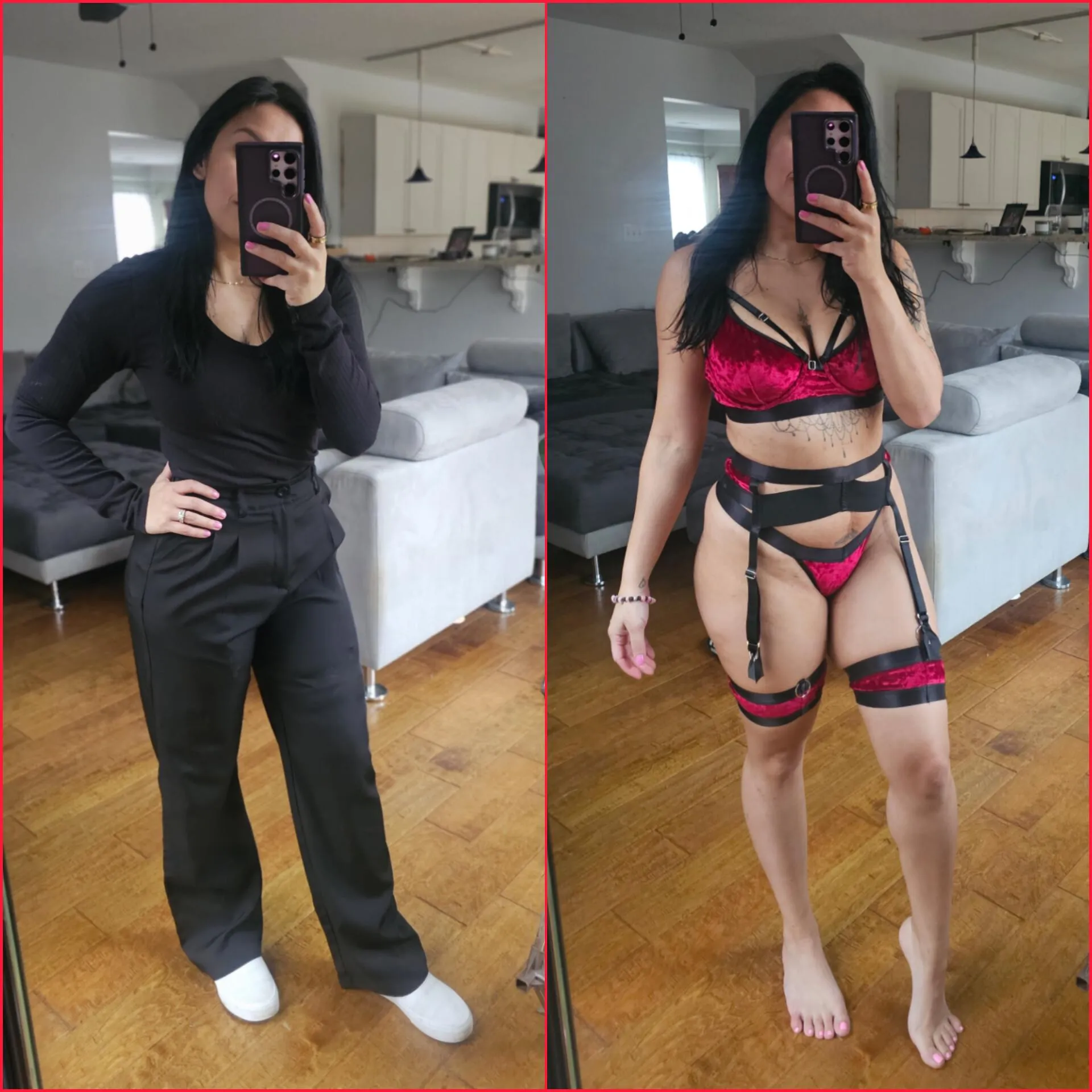 What I wear to work vs what I wear underneath (f)
