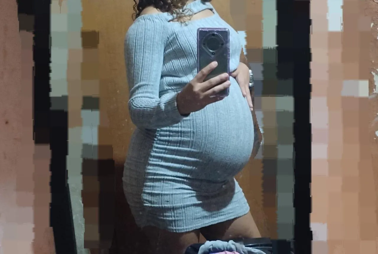 With or without a dress? 8 months pregnant