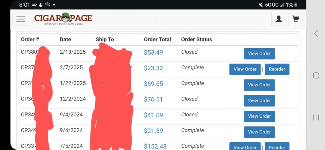 Cigar page has refunded three out of the last four of my orders
