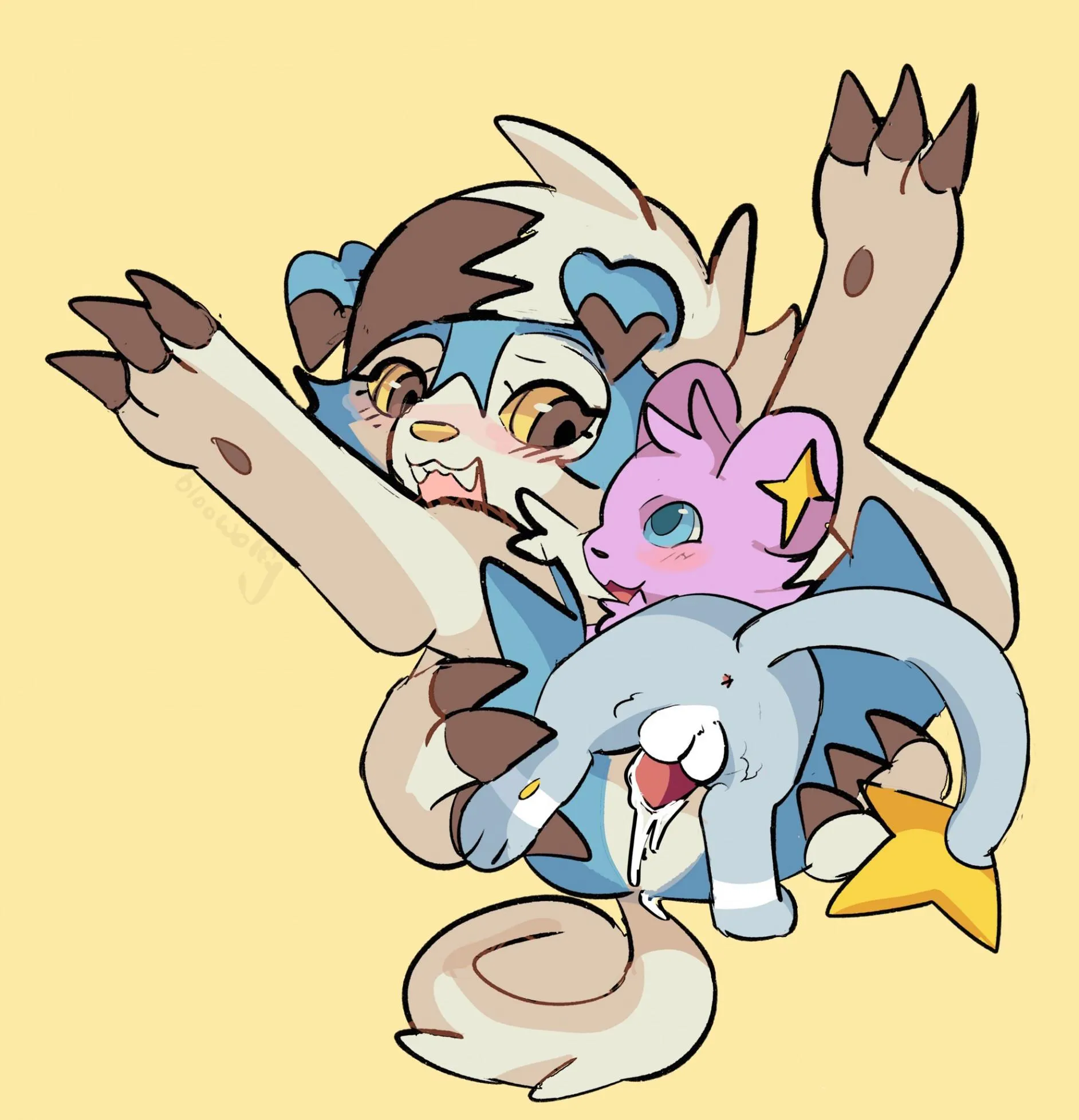 size difference breeding, shinx/lycanroc [M/F] (bloowolfy)